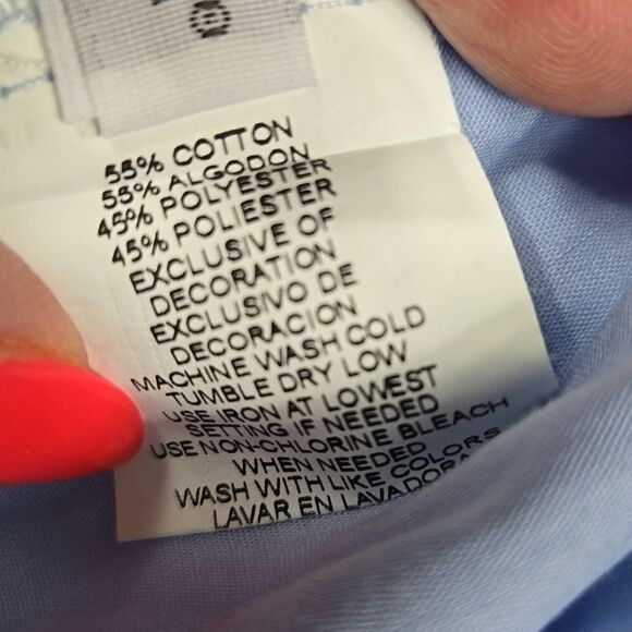 Van Heusen Boys Blue Point Collar Long Sleeve Dress Shirt Formal Wedding Fancy - Picture 5 of 7